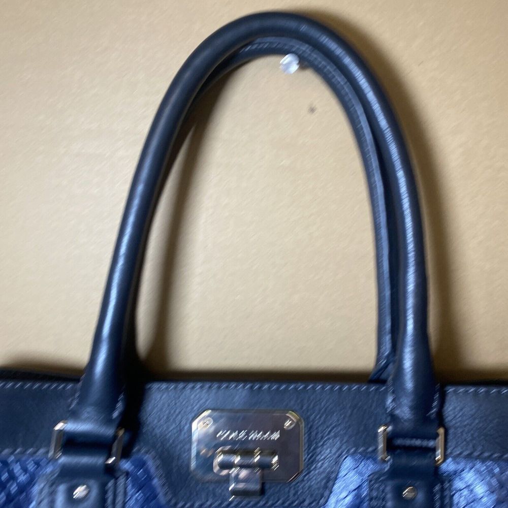 Cole‎ Haan Blue/Black Alligator Snake Skin Style Purse Hand Bag VERY NICE - Picture 6 of 12